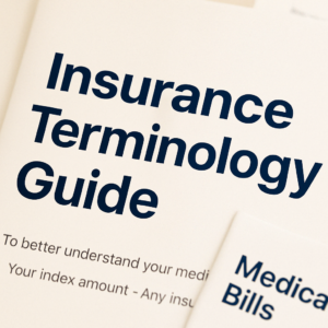 Close-up view of documents related to health insurance terms