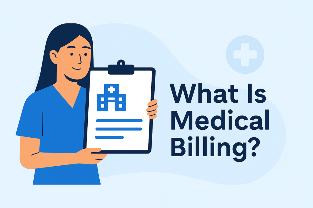Banner illustration showing what is medical billing process in healthcare